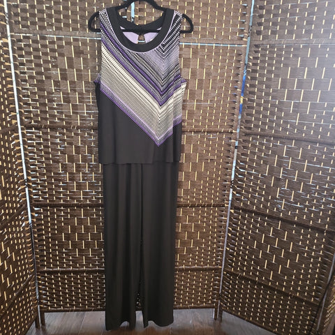 8.25.23Emma&Michele XL BlkWhtPurp Overlay Jumpsuit NEW