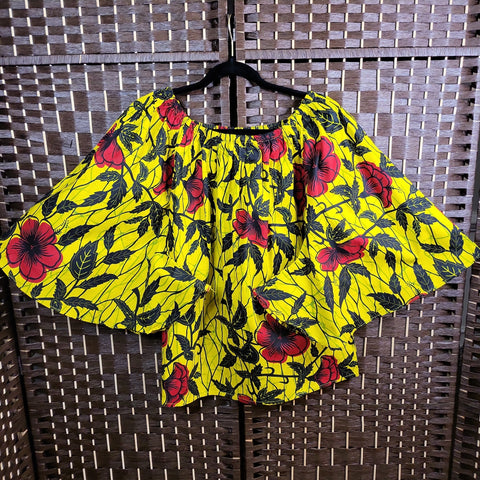 8.29.23 NF OSFM (Up to L) YellowRed Floral AfrTop NEW