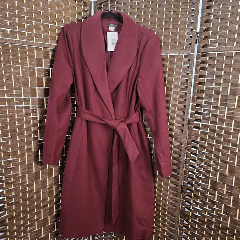 9.26.23 Venus Coat Wool (Wine) w/Belt New