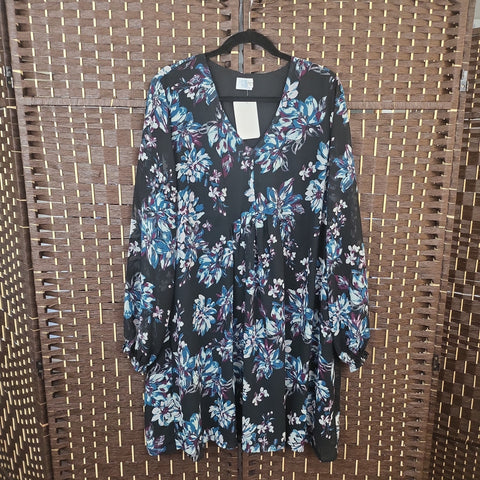 02.05.24 Blk (16-18) Floral Baby Doll Dress Preloved