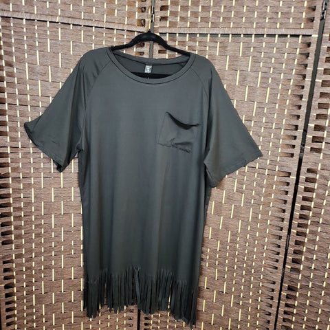 03.07.24 Shein (1XL) Blk Fringe Bot Tunic Dress NEW