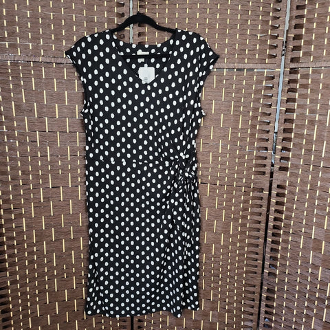 03.12.24 Talbots (XL) Blk & Wht Polka Dot Dress NEW