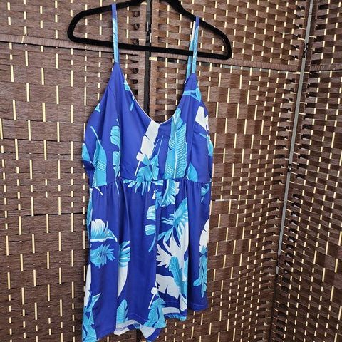 03.26.24 Angashion (XL) Blu Leaves Romper NEW