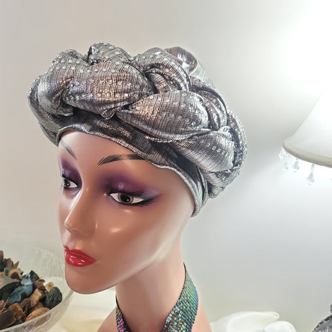 03.24.24 Turban RStone Metallic Twist Braid NEW