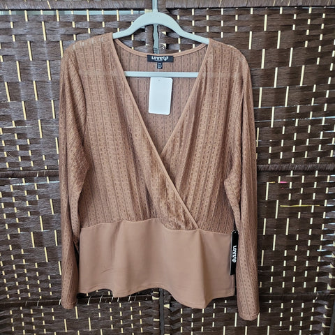 05.21.24 Love83 Tan LaceMesh Top NEW