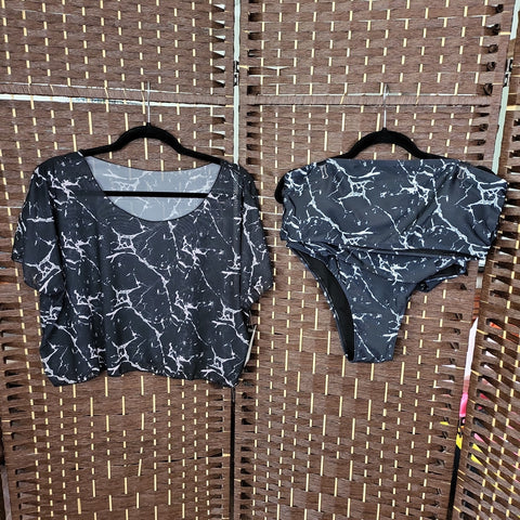 06.04.24 Swimsuit (1XL) 3pc Blk Wht Abstract