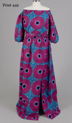 05.14.25 NF African Dress (OS=M-1X) PinkBlu OffSho SplitFront NEW
