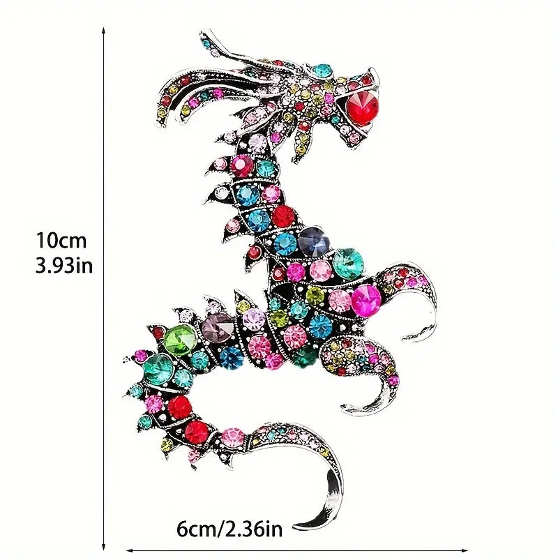 04.15.24  Brooch Dragon Rtone MultiCol Unisex NEW