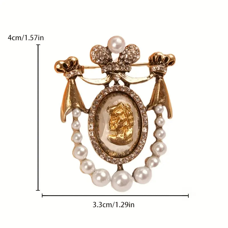 04.15.24  Brooch Pearl RStone Badge Men NEW