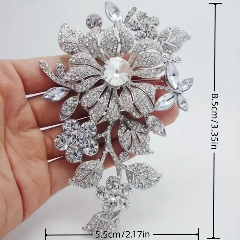 04.15.24 Brooch Zirconia Flower RStone Unisex NEW