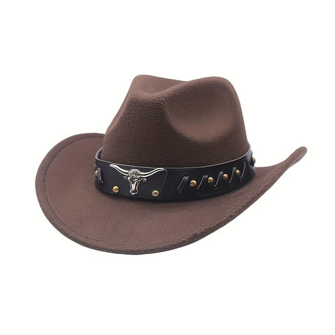 04.29.25 Cowboy Hat Brown wBull Steer Band NEW