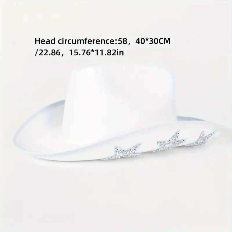 07.12.24 Cowboy Hat White Felt wStars New