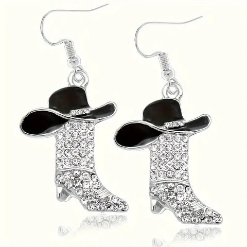 08.08.24 Earrings (S) Brown Hat RStone Cowgirl Boots NEW