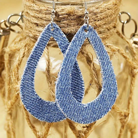 05.31.24 Earrings Denim Blue Dangles NEW