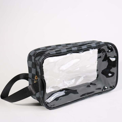 05.13.25 Ellas Gameday (Sml) Designer Clear/Brn Checker Wristlet NEW