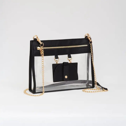 05.27.25 Gameday Purse Clear CBody w/Sunglas Holder Black NEW