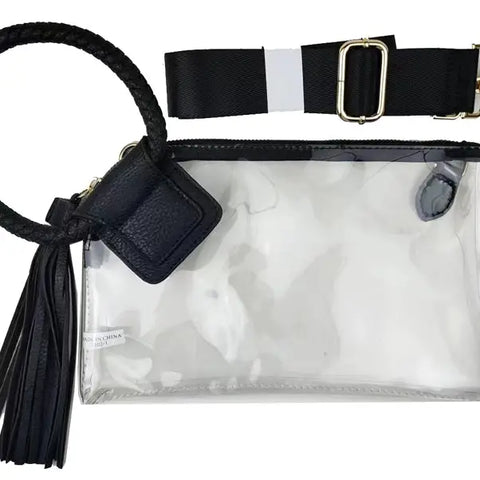 05.27.25 Gameday Purse Clear Wristlet Clutch Black NEW