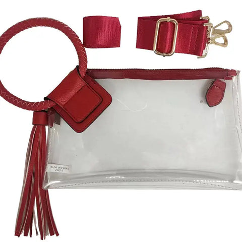 05.27.25 Gameday Purse Clear Wristlet Clutch RED NEW
