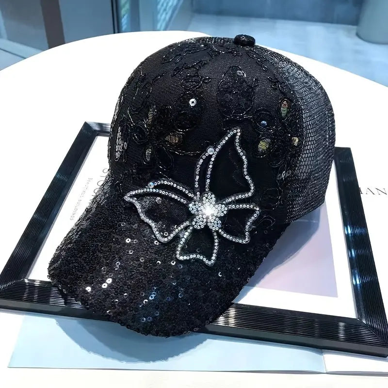 4.27.23 Baseball Cap Mesh RStone Butterfly OSFM NEW