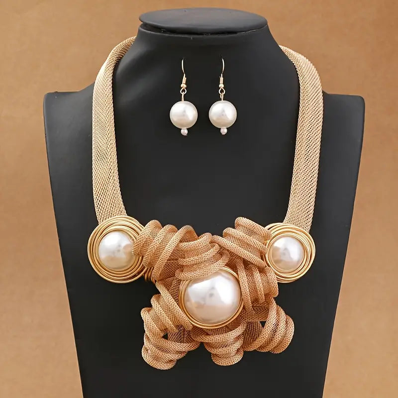 03.07.24 NeckEarring Set Mesh wPearls NEW