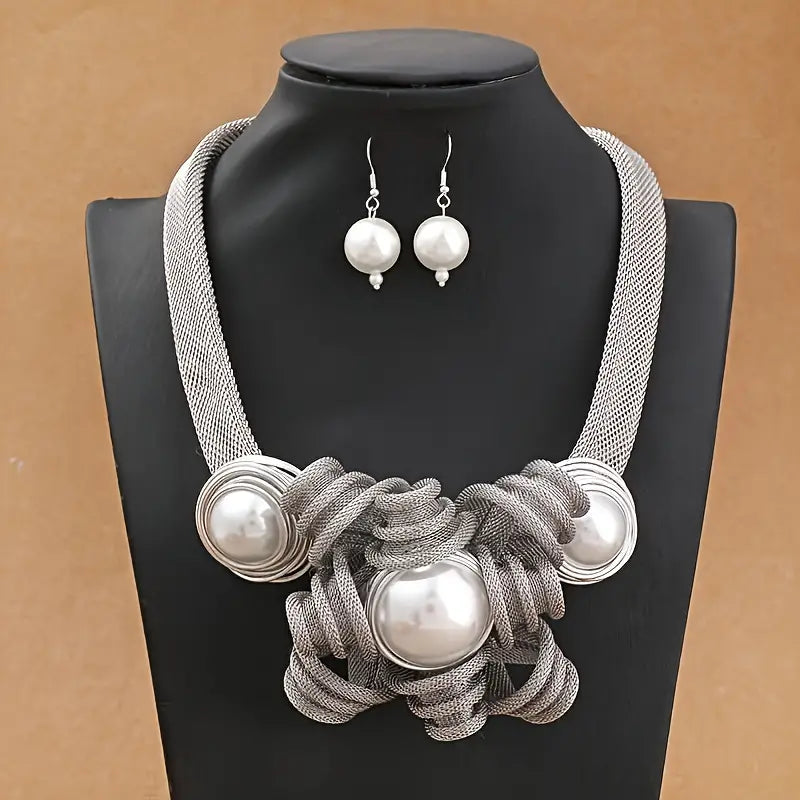 03.07.24 NeckEarring Set Mesh wPearls NEW