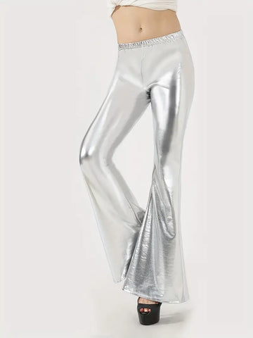 12.25.23 Pants (XL=12) Silver BellBottom Metallic NEW