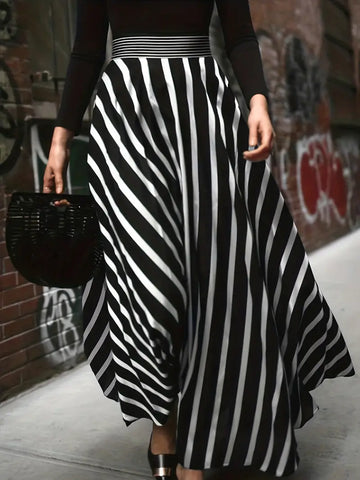 9.17.23 Skirt Maxi BlkWht Stripe NEW