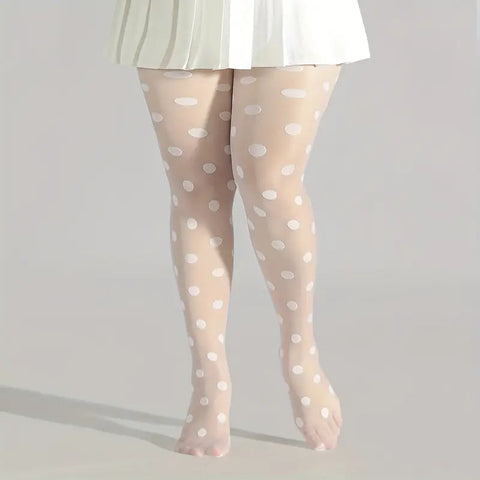 03.24.24 Stockings OSFM White Swiss Polks Dots NEW