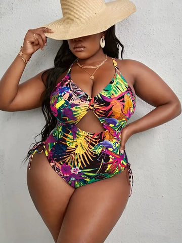 7.10.23 SwimSuit 1pc Tropical Prt 1XL=14 NEW