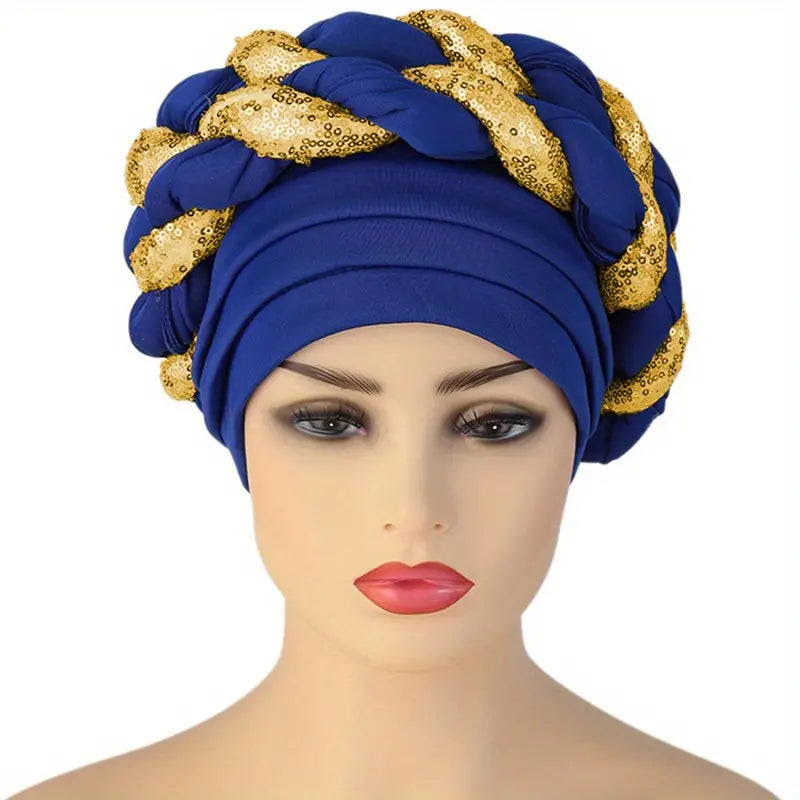 03.07.24 Turban Head Wrap Sequin Braid NEW