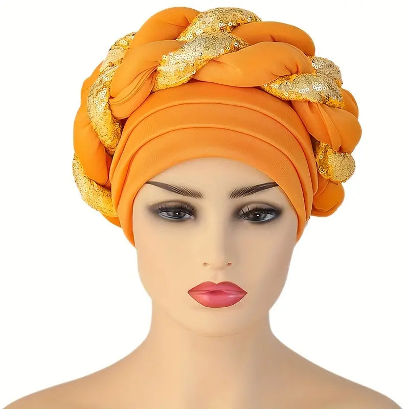 03.07.24 Turban Head Wrap Sequin Braid NEW