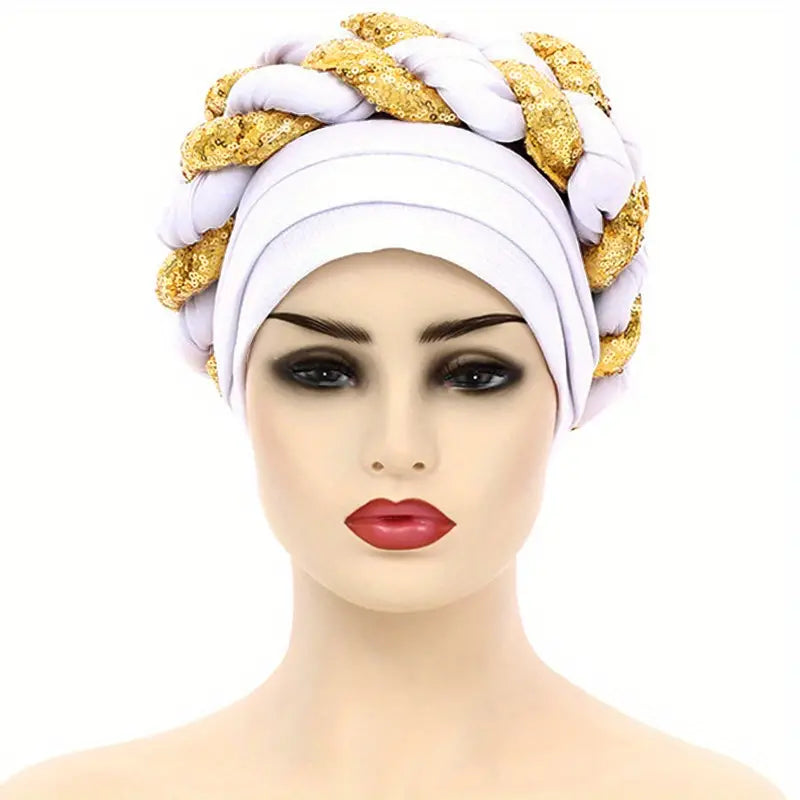 03.07.24 Turban Head Wrap Sequin Braid NEW