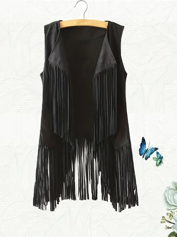 05.23.24  Vest (XL=14) Black Western Fringed NEW