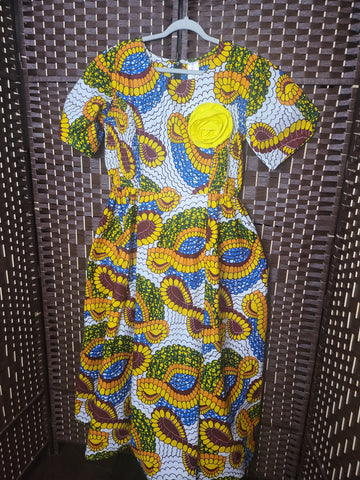 05.14.25 NF African Dress (OS=M-1X) YelFlow TanBurgBluGrn NEW