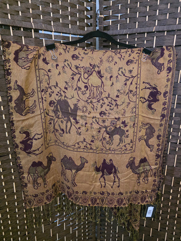 01.26.26 Dubai Scarf Rect Wine/Tan 70" X 25" NEW