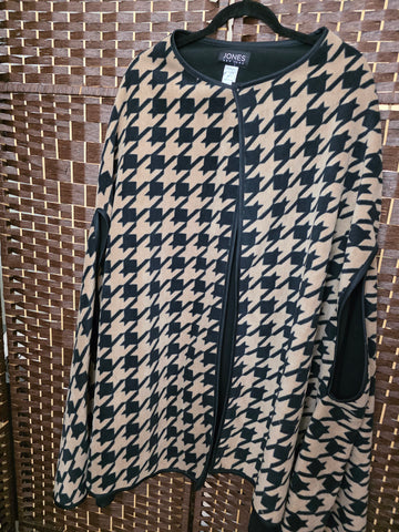 10.08.25 Jones NY Poncho BrnBlk HoundsTooth NEW
