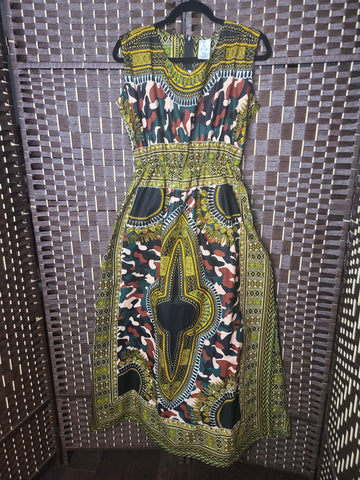 05.14.25 NF African Dress (OS=M-L) CamoTribal Print Split Side NEW
