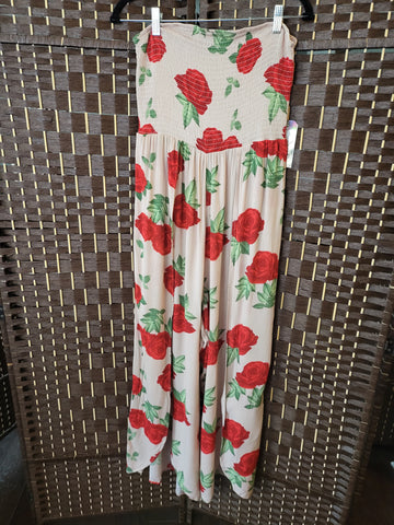 02.06.25 Justify (L) Rose Floral Halter Wrap Pants Romper NEW