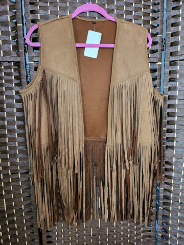 07.16.24  Vest (XL=14) Brown/Western Fringed  NEW