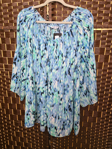 10.08.25 Floral&Ivy (1X) Blouse BluBlkWht