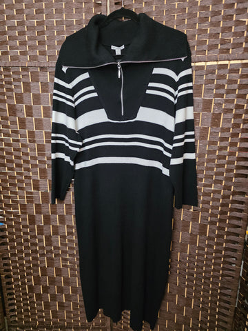 10.08.25 Cato (22/24) Dress BlkWht Rib Knit NEW