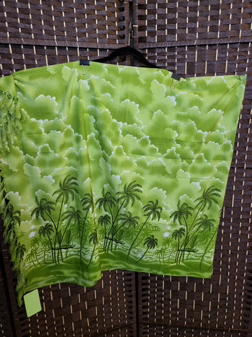 09.17.24 Dubai Scarf Green Palm Trees (Rect 70"Lx43"W) NEW