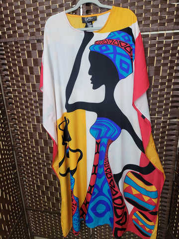 8.12.25 Goddess OSFM Kaftan Wht wMultiCol Blk Lady