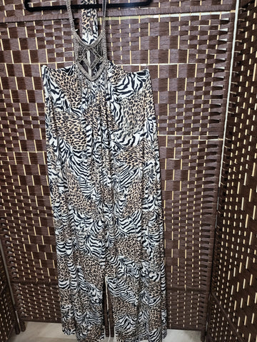 8.12.25 Venus (1X-2X) AnimPrt Halter Jumpsuit NEW