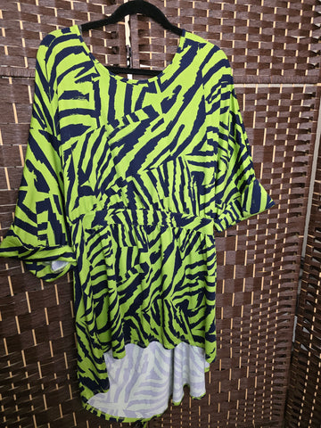 10.08.25 AshStew (26/28) GrnBlue HiLo Blouse NEW