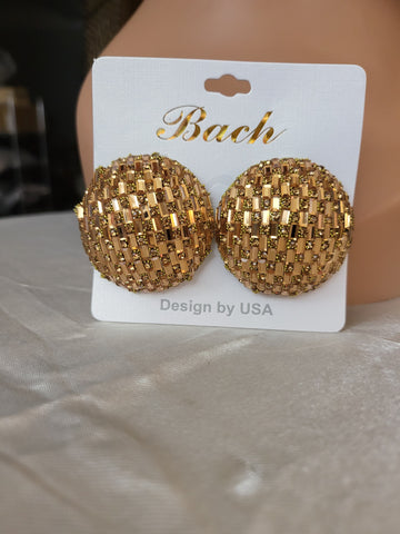 10.07.24 Bach EarRings Clipon Round Gold RSstone NEW