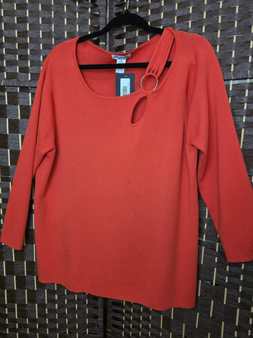 09.16.25 Kayle Hope (2X) Org Knit 3/4 Sleeve Top
