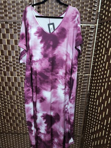 8.12.25 Shein (4XL) Burg Tie-dye Maxi Dress
