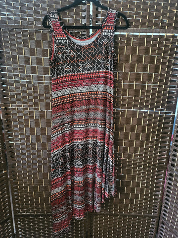 06.17.25 (M) BlkOrgWht Asymmetric Hem Dress