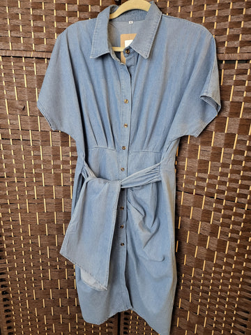 11.12.24 (XL) Denim Ruched Front Dress